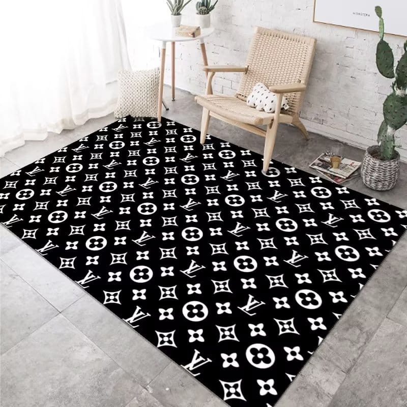 Repeating Pattern Area Rug - Black and White - Design 13