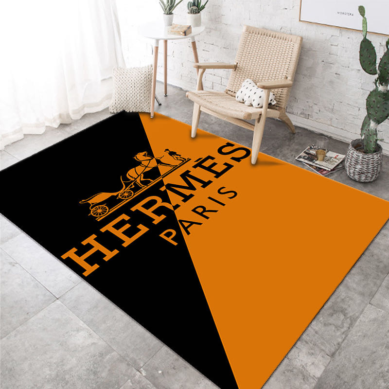 Graphic Area Rug - Orange and Black - Design 01