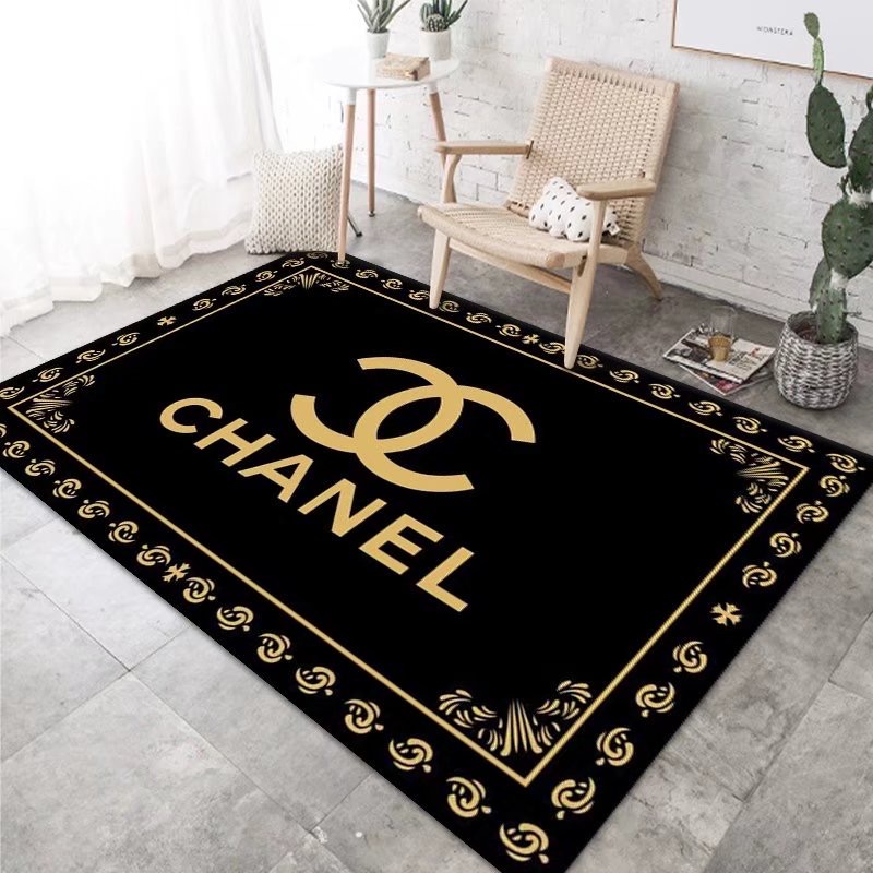 Ornamental Border Area Rug - Black and Gold - Design 04