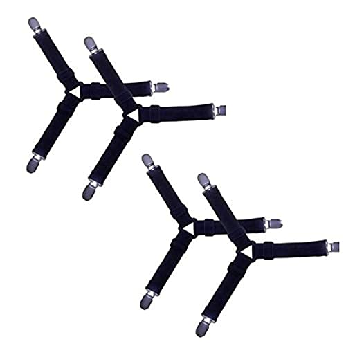 4PCS/Lot Adjustable Bed Sheet Clips Cover Grippers Holder Mattress Duvet Blanket Fastener Straps Fixing Slip Resistant Belt, Black, Standard