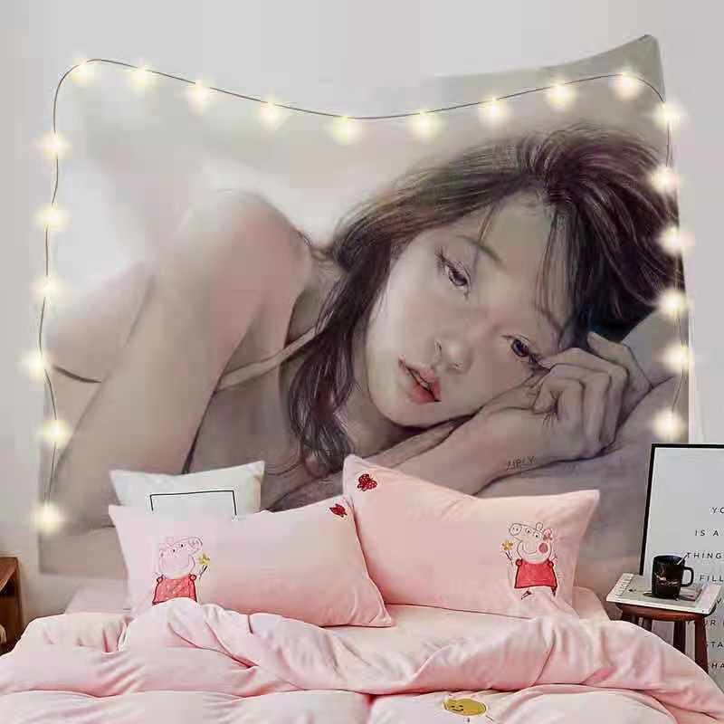 Golden Home Aesthetic Room Décor Tapestry Wall Hanging Tapestries Beach Towel Bedroom Living Room Dorm Decor(with light) (29)