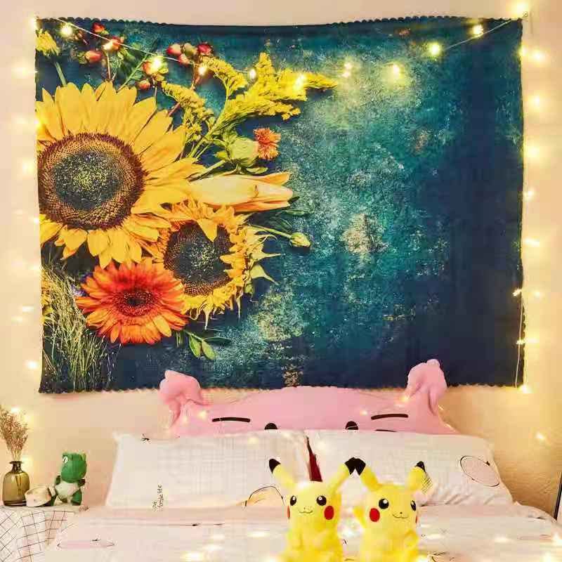 Golden Home Aesthetic Room Décor Tapestry Wall Hanging Tapestries Beach Towel Bedroom Living Room Dorm Decor(with light) (34)
