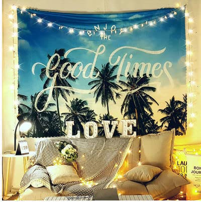 Golden Home Aesthetic Room Décor Tapestry Wall Hanging Tapestries Beach Towel Bedroom Living Room Dorm Decor(with light) (32)
