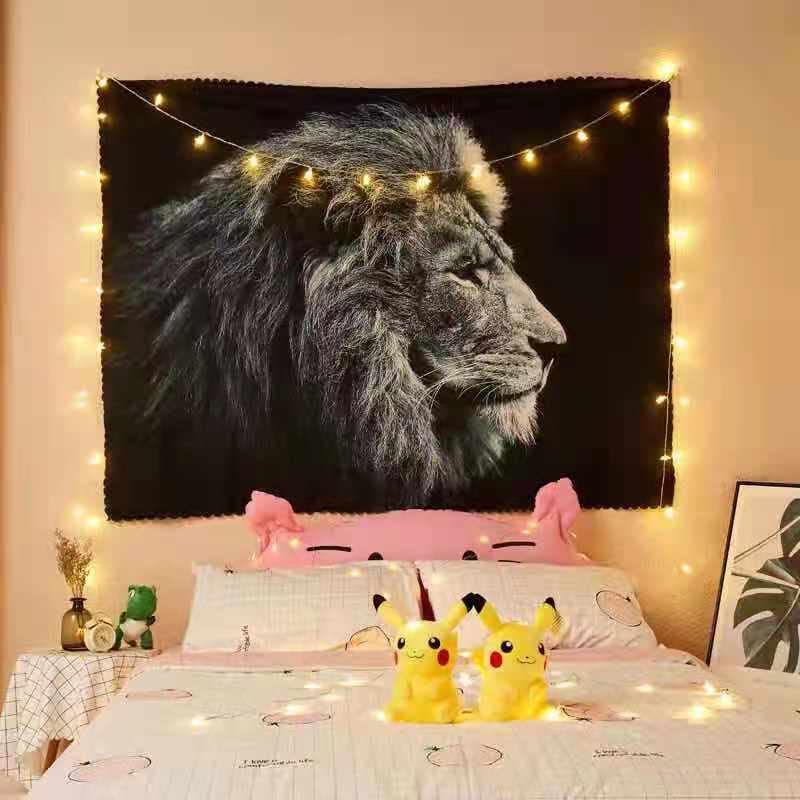Golden Home Aesthetic Room Décor Tapestry Wall Hanging Tapestries Beach Towel Bedroom Living Room Dorm Decor(with light) (10)