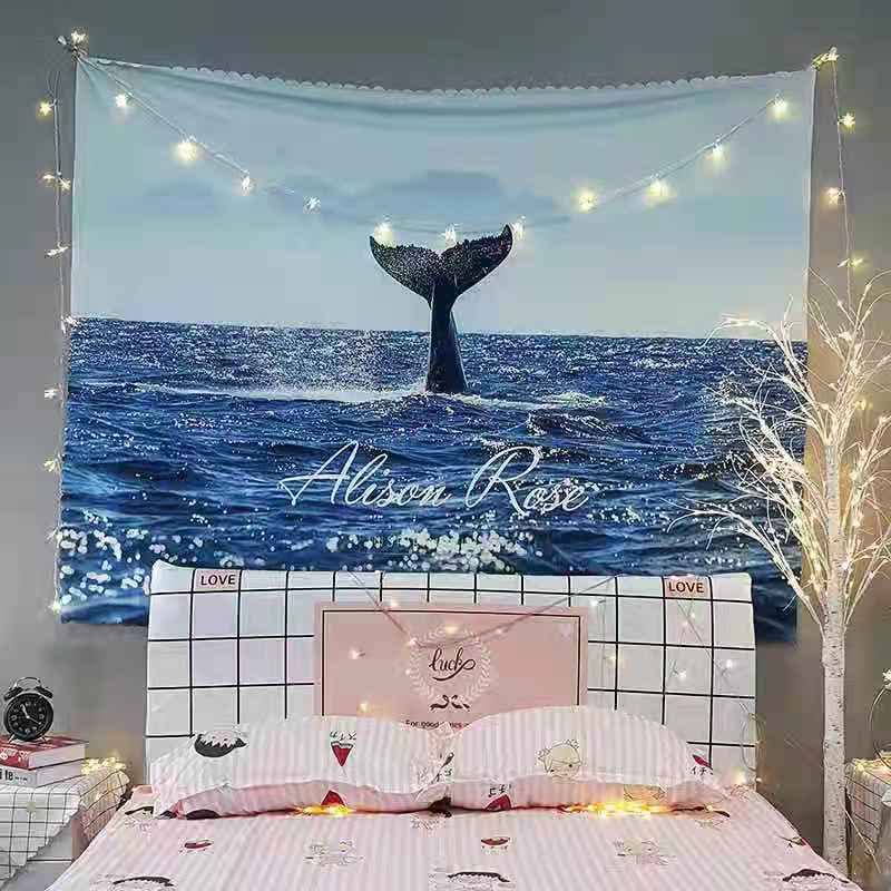 Golden Home Aesthetic Room Décor Tapestry Wall Hanging Tapestries Beach Towel Bedroom Living Room Dorm Decor(with light) (17)