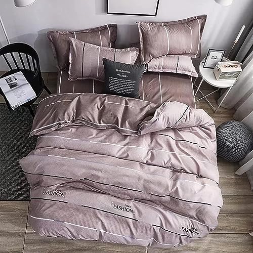 GOLDEN HOME 6-Pece King Size Cotton Duvet Cover Set, Microfibre Super Soft Cotton, Includes 1xDuvet Cover 220x240cm,1×Fitted Sheet 200x200+30 cm,4xPillow cases 50x75 cm (King Size, S012)