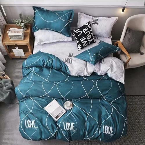 Golden Home King Size/Single Size Bedsheet duvet cover pillow case 6pcs One Set High Cotton Quality Bedding Set Kids' Duvet Covers… (A18, Queen Size)