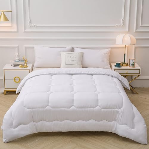 GOLDEN HOME Comforter Duvet Quilt Insert Full White Down Alternative All Season Microfiber (Queen Size (200×230）)